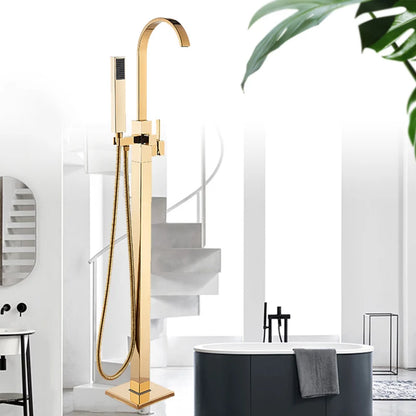 Rozin Golden Bathtub Shower Faucet Floor Mounted Bathroom