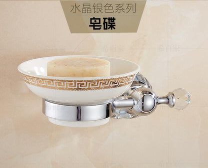 Brass Shower Shelf Toilet Paper Holder Silver Crystal