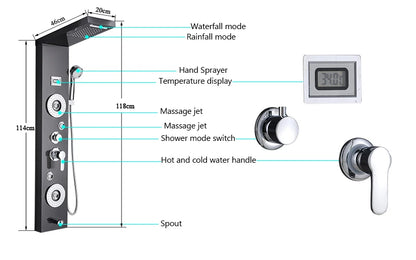 Luxury Led Shower Panel Spa Massage Jet Shower