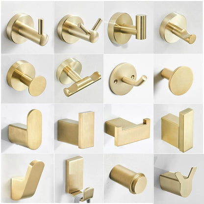 Brush Gold Stainless Steel Clothes Hook Wall Mounted