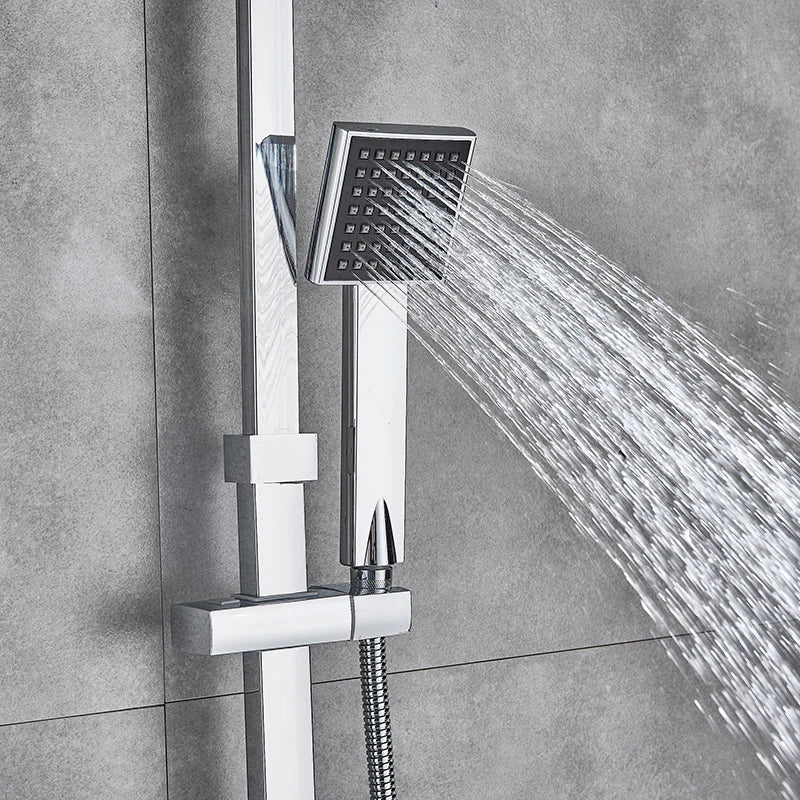 Uythner Bathroom Chrome/Black Shower Faucet Rotate Tub Spout