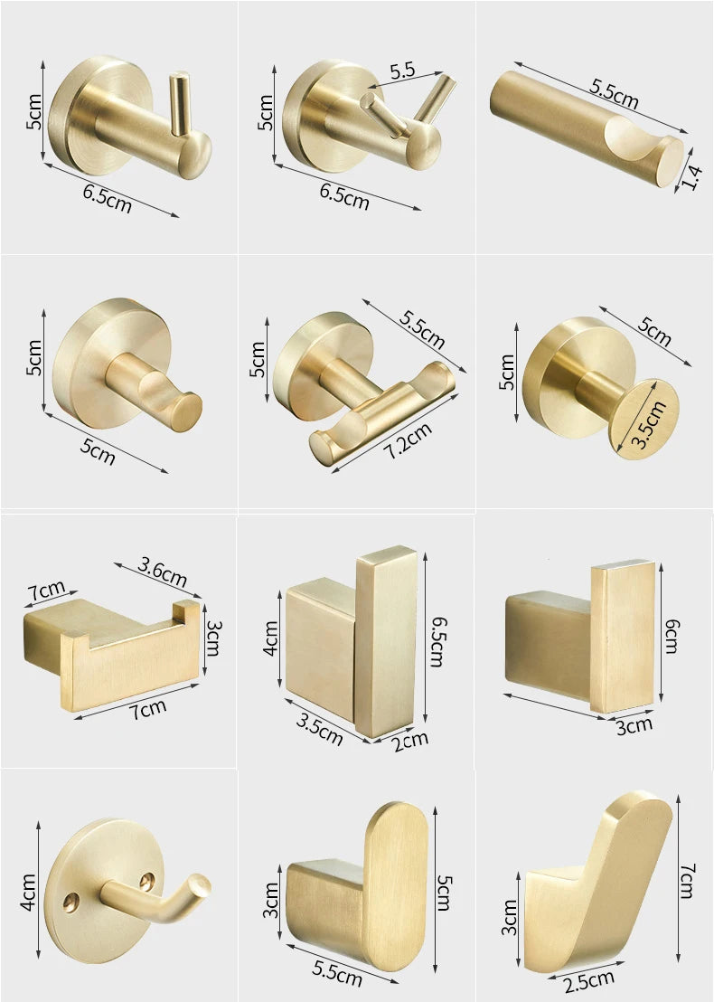 Brush Gold Stainless Steel Clothes Hook Wall Mounted