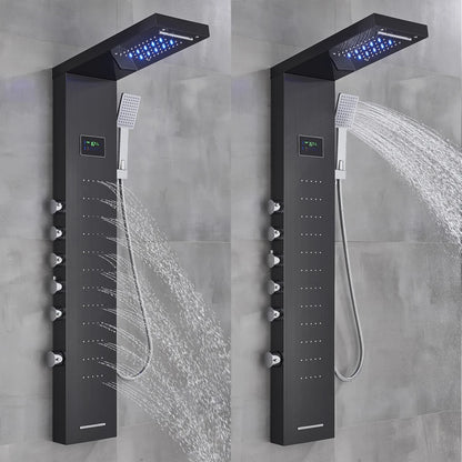 Black/Brushed Bathroom Shower Faucet Led Rainfall Head Shower