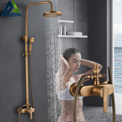 Rainfall Bathroom Shower Brass Antique Shower Mixers Handshower