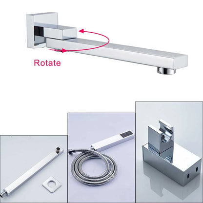 Rozin Wall Mount Rainfall Shower Faucet Chrome Concealed