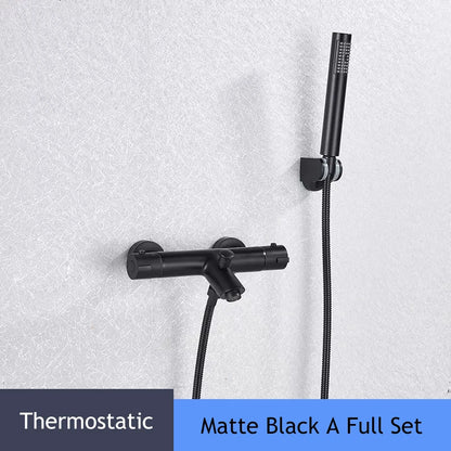 Chrome Telephone Type Wall-Mounted Thermostatic Shower Faucet