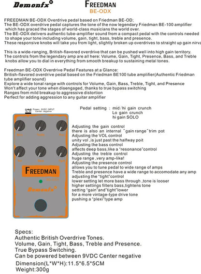 Demonfx Guitar Effect Pedal K-C At-Ds Freedman Be-Odx