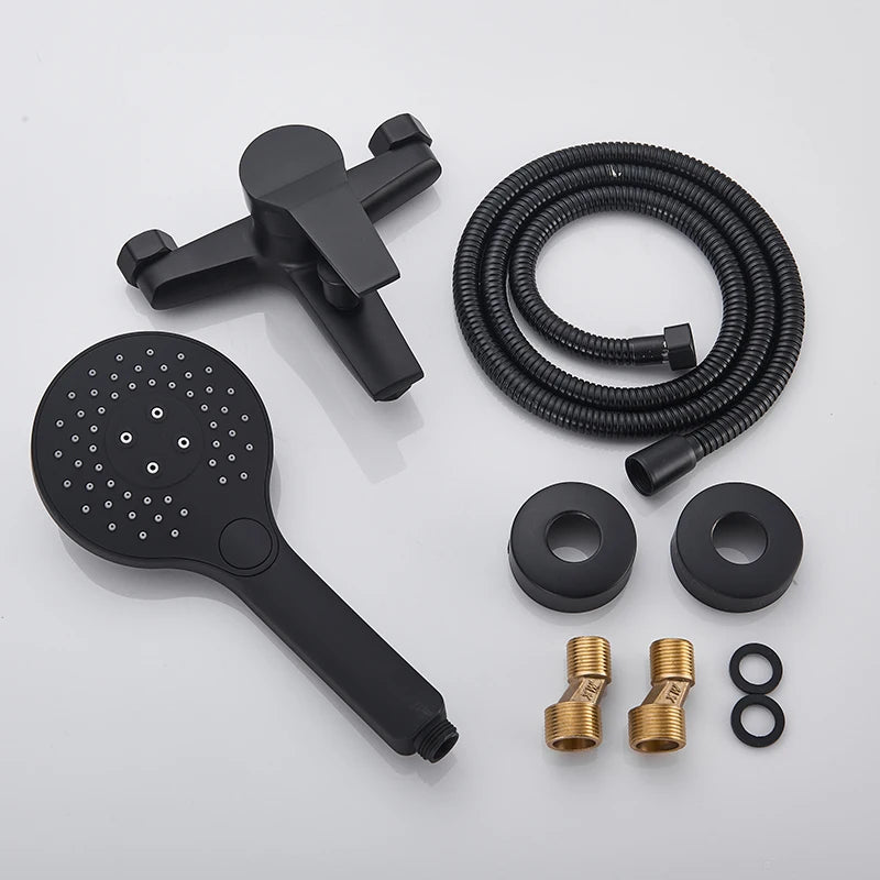 Matte Black Shower Faucet Wall Mount Bathroom Shower
