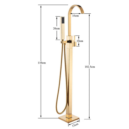 Rozin Golden Bathtub Shower Faucet Floor Mounted Bathroom