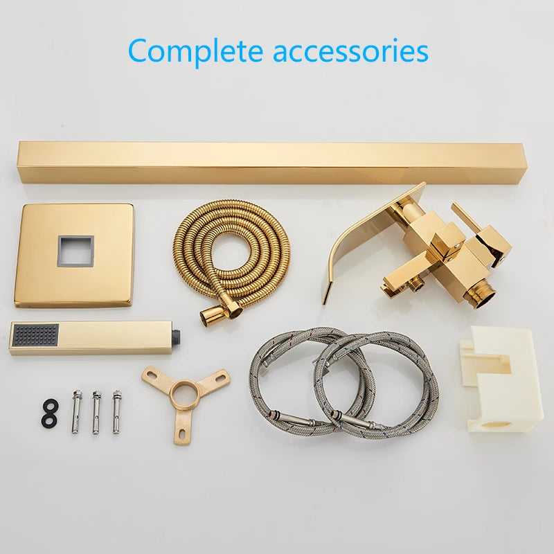 Rozin Golden Bathtub Shower Faucet Floor Mounted Bathroom