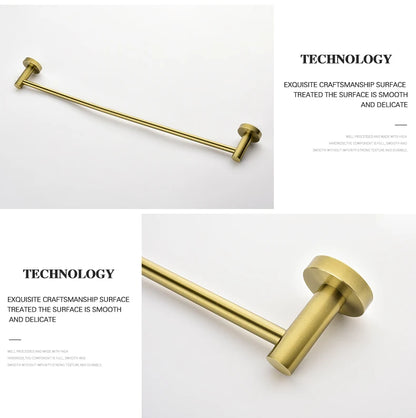 Brushed Gold Towel Bar Rack 304 Stainless Steel