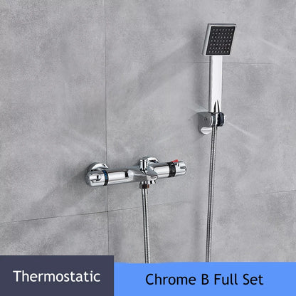 Chrome Telephone Type Wall-Mounted Thermostatic Shower Faucet
