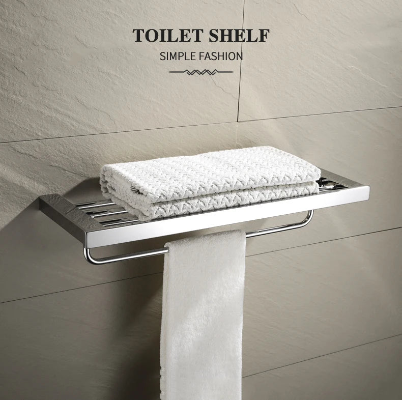 Stainless Steel Bathroom Wall Shelf Towel Bar Rack