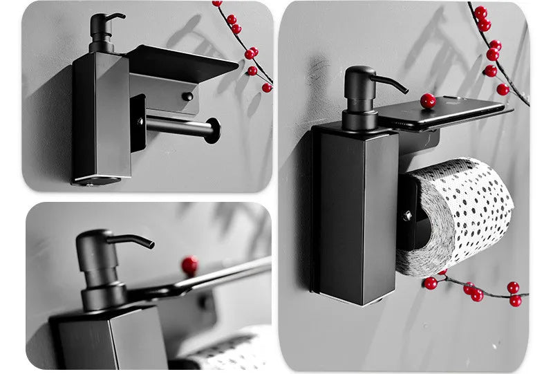 Black Liquid Soap Dispenser Shampoo Hotel Bathroom Wall