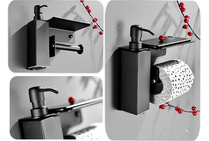 Black Liquid Soap Dispenser Shampoo Hotel Bathroom Wall
