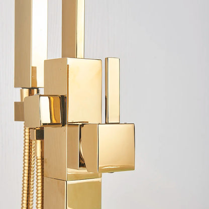 Shbshaimy Golden Floor Bathroom Bathtub Faucet Handshower Cold