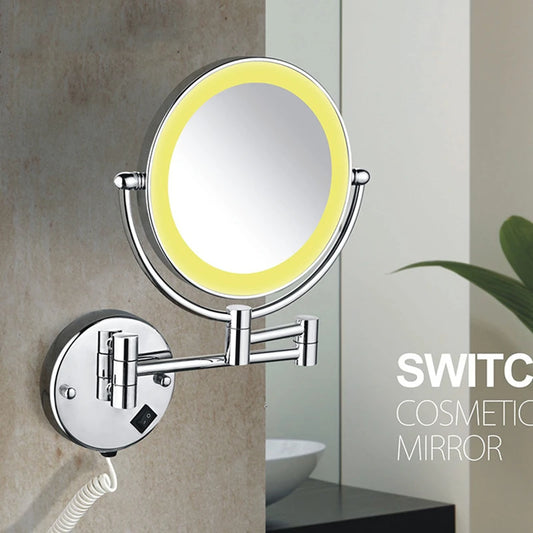 Silver Brass Dual Side Led Light Bathroom Mirror