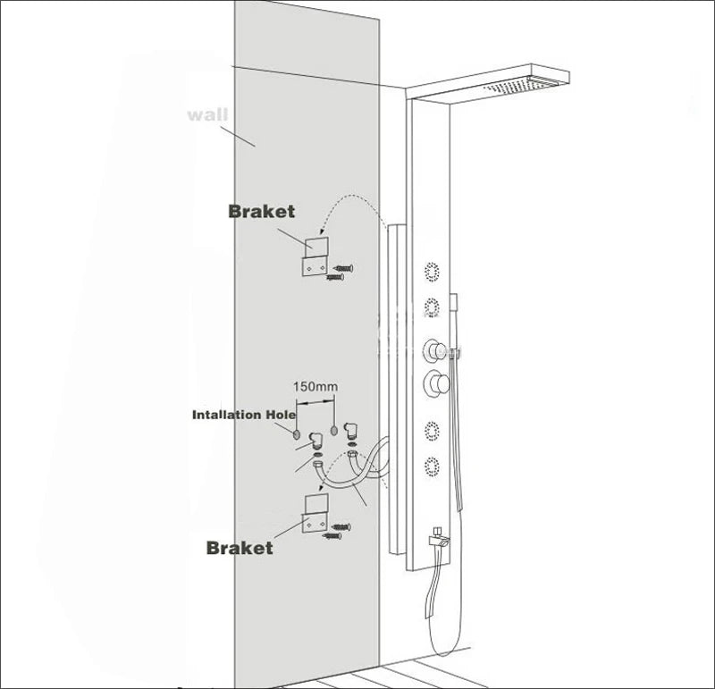 Black Bath Shower Thermostatic Mixer Shower Panel Rainfall