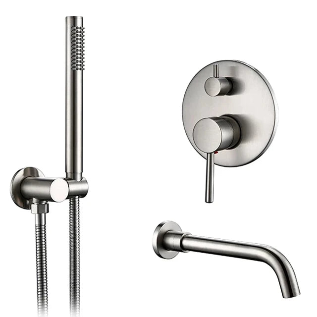 Bathtub Mixer Tap Shower Cold Bathroom Faucet Brushed