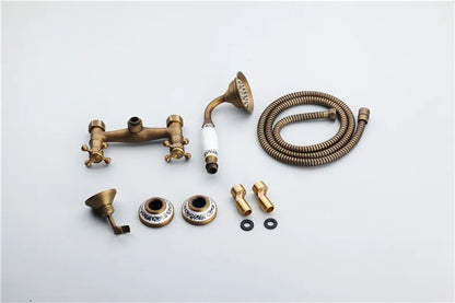 Retro Shower Faucets Antique Brass Ceramics Bathtub Faucets