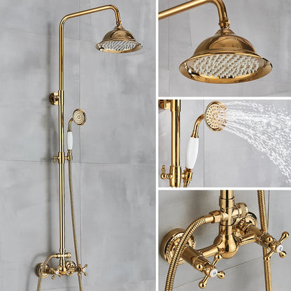 Rozin Gold Bathroom Shower Faucet Wall Mounted Brass