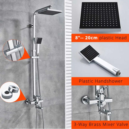 Uythner Bathroom Chrome/Black Shower Faucet Rotate Tub Spout