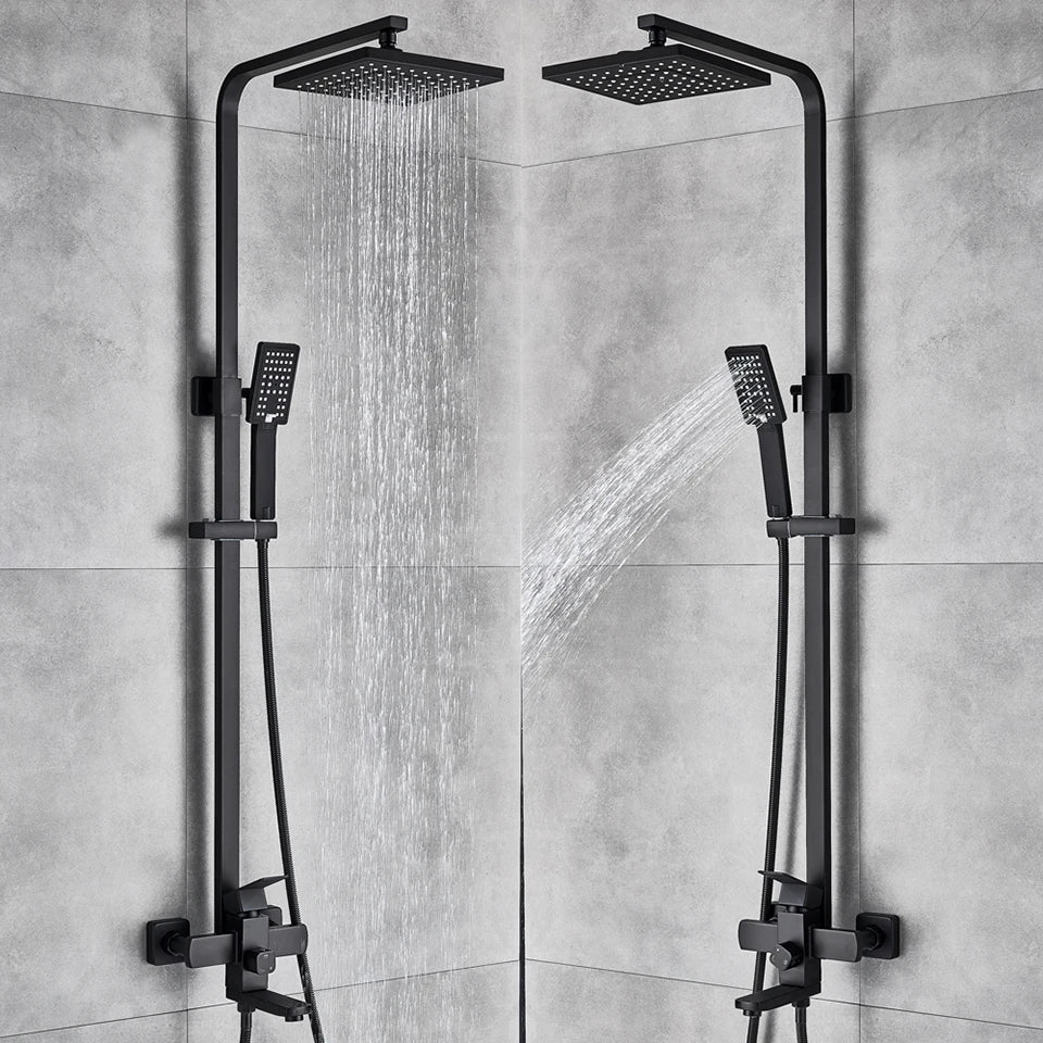 Uythner Bathroom Chrome/Black Shower Faucet Rotate Tub Spout