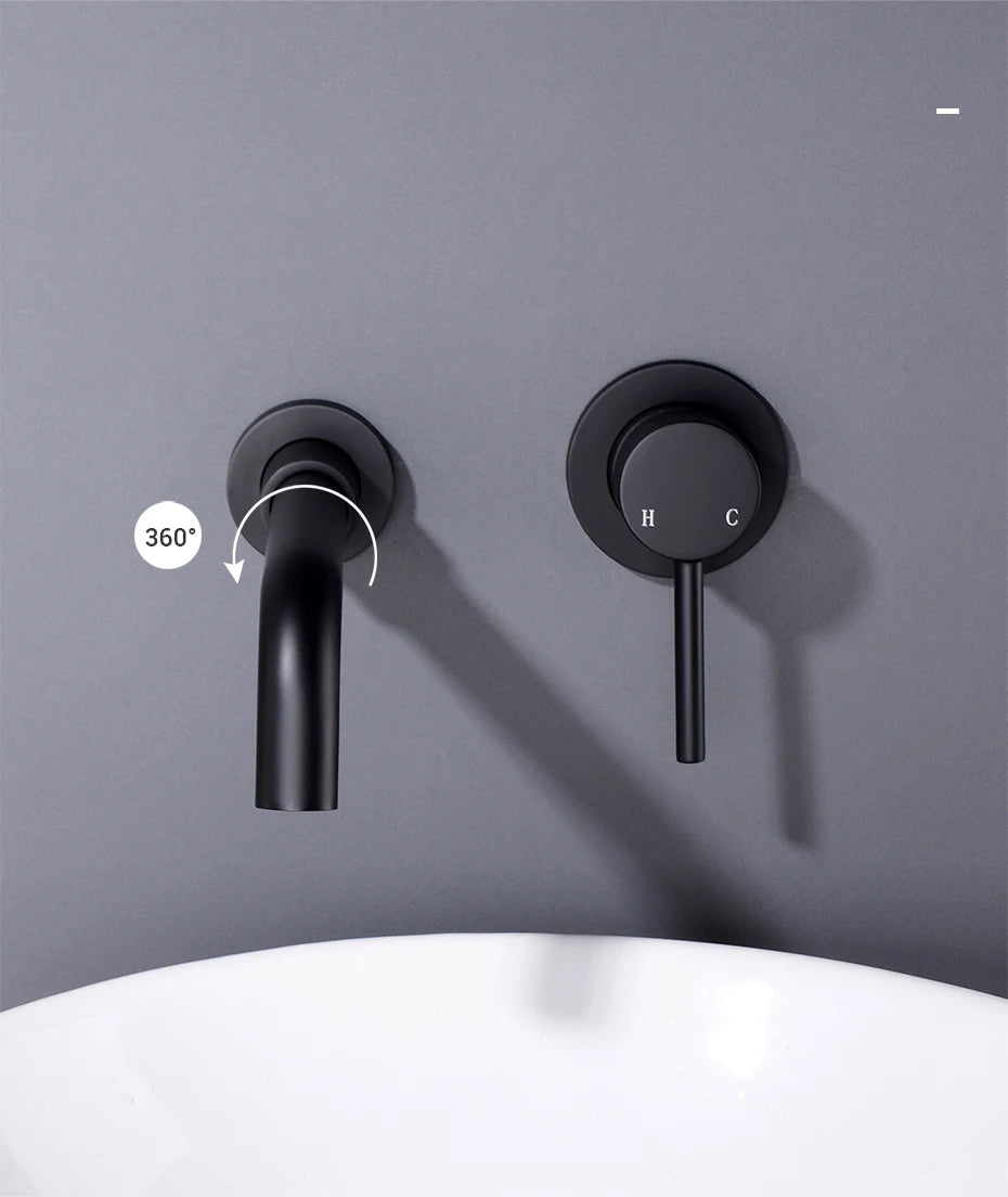 Black Bathroom Sink Faucet Brass Tap Cold Wash
