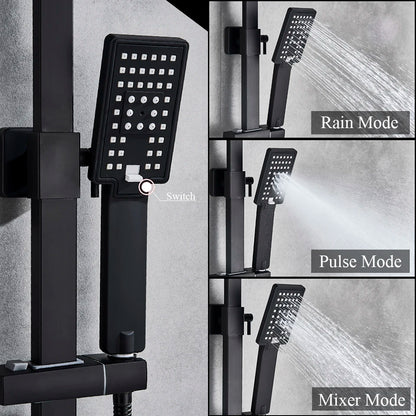 Uythner Bathroom Chrome/Black Shower Faucet Rotate Tub Spout