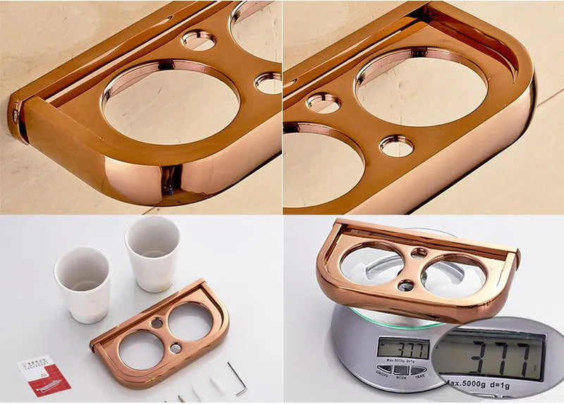 Rose Gold Double Towel Bars Bathroom Towel Ring