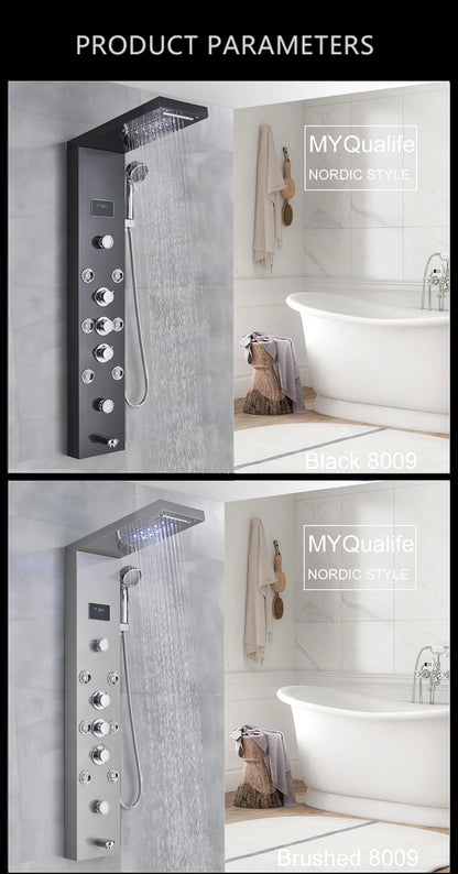 Led Light Shower Panel Waterfall Rain Digital Display
