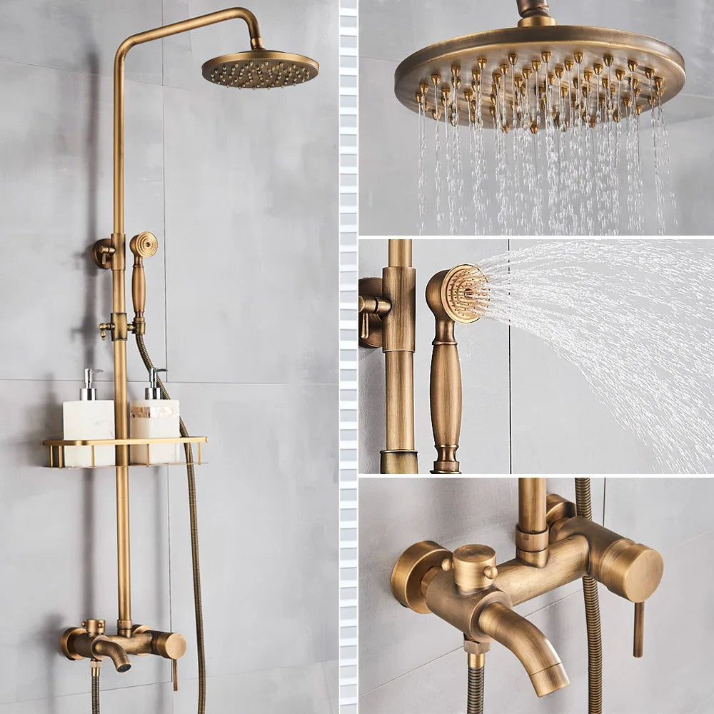 Antique Brass Bathroom Shower Faucet Bath Shower Mixer