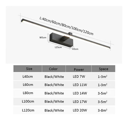 Modern Led Wall Lamp 120 100 80cm Mirror