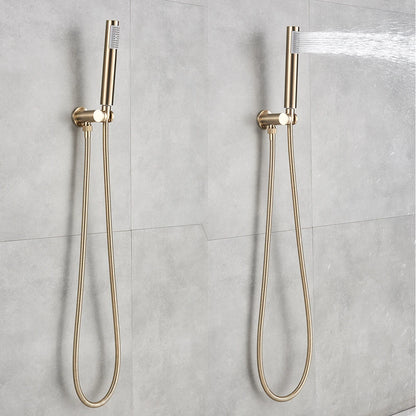 Brushed Gold Shower Faucet Wall Mount Big Rainfall