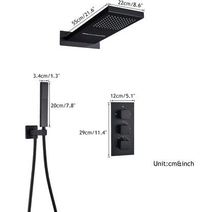 Thermostatic Shower Syste Waterfall Shower Faucet Concealed