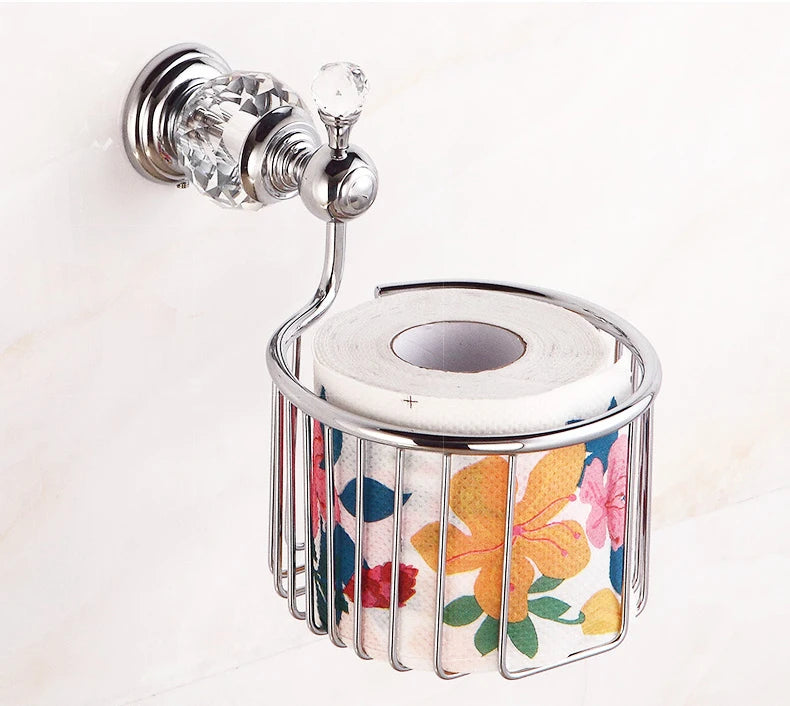 Bathroom Hardware Crystal Bath Towel Shelf Toilet Paper