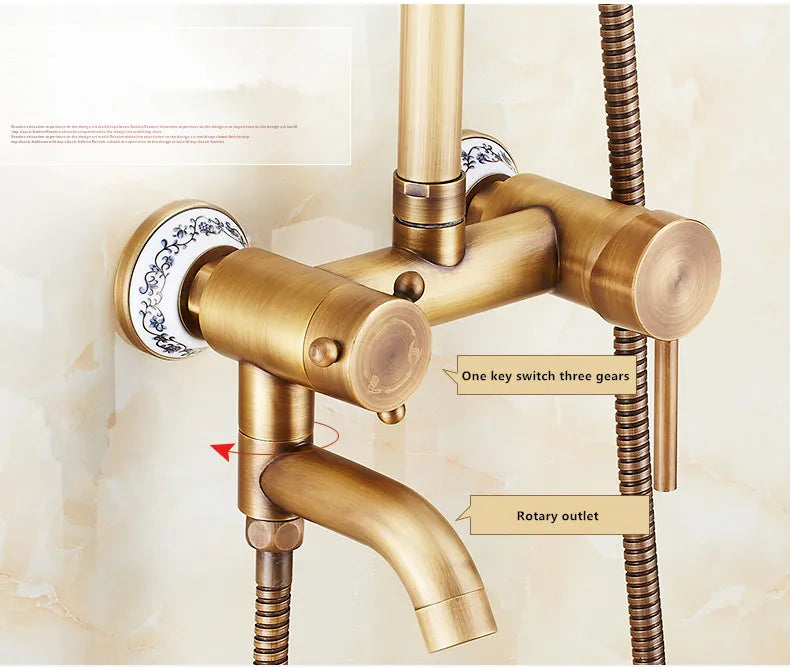 Zgrk Antique Rain Shower Faucets Hand Wall Mounted