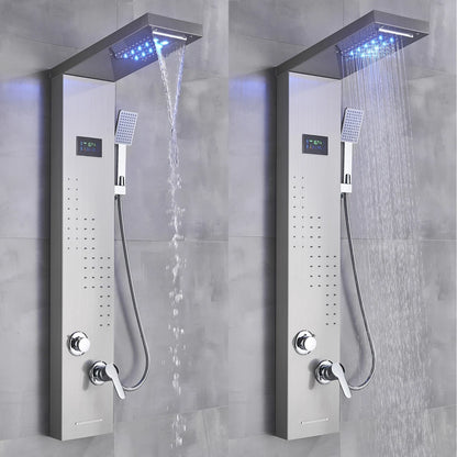 Black/Brushed Bathroom Shower Faucet Led Rainfall Head Shower