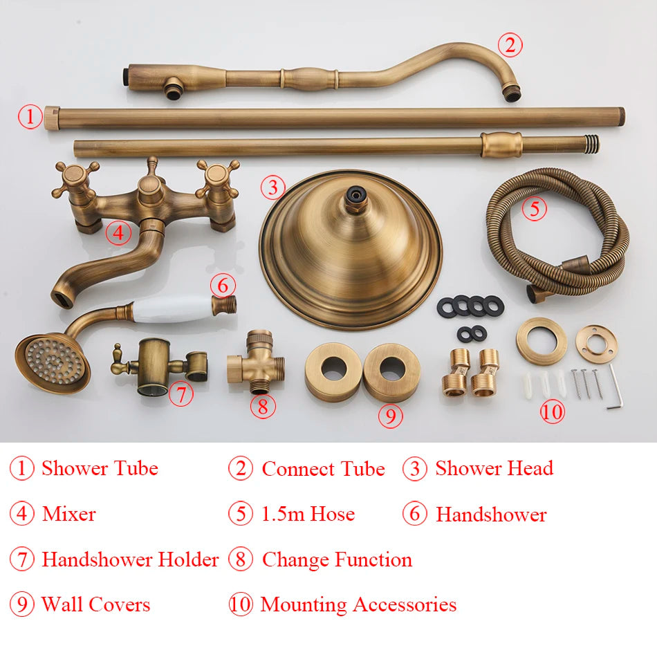 Antique Brass Bathroom Shower Faucet Bath Shower Mixer
