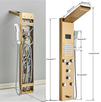 Golden Black Shower Panel Wall Rain Waterfall Shower