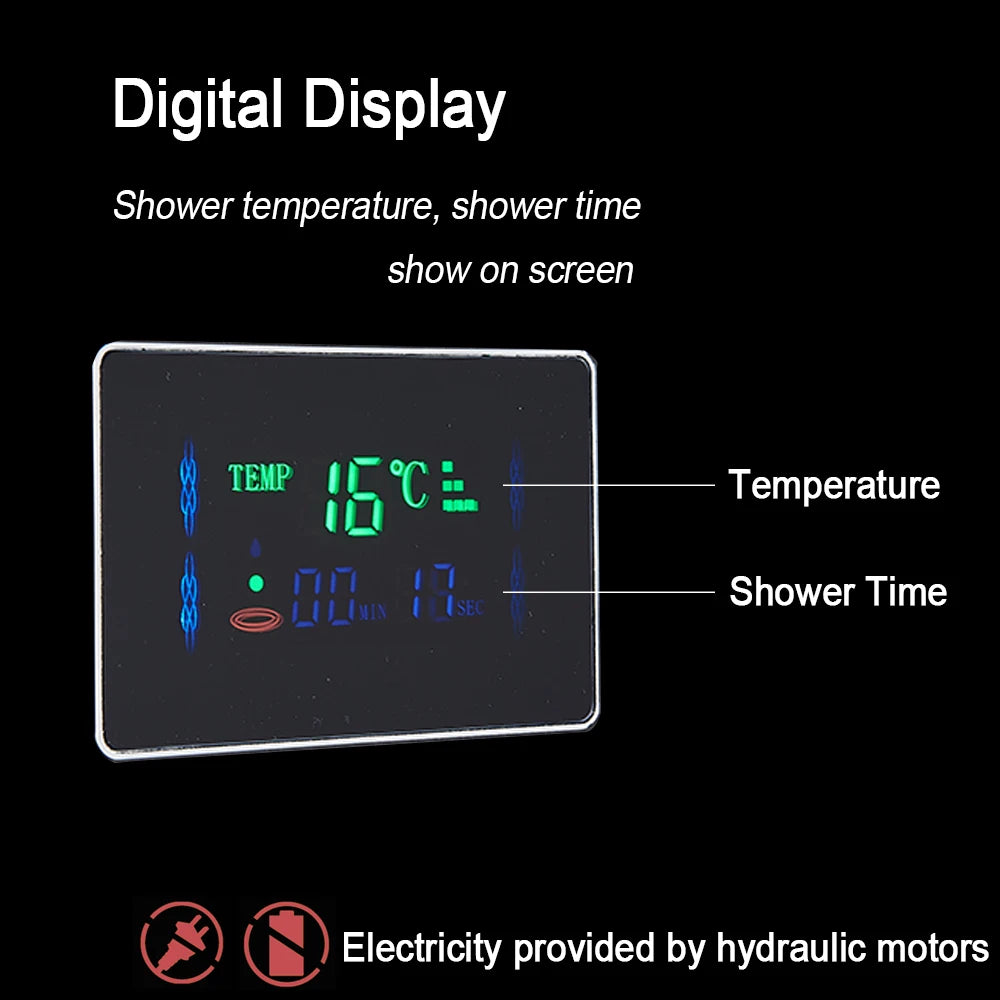 Led Light Shower Panel Waterfall Rain Digital Display