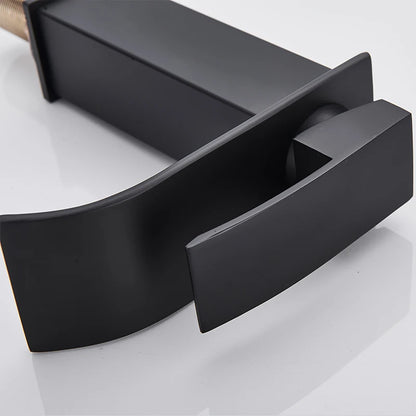 Handle Waterfall Matte Black Bathroom Basin Faucet Waterfall