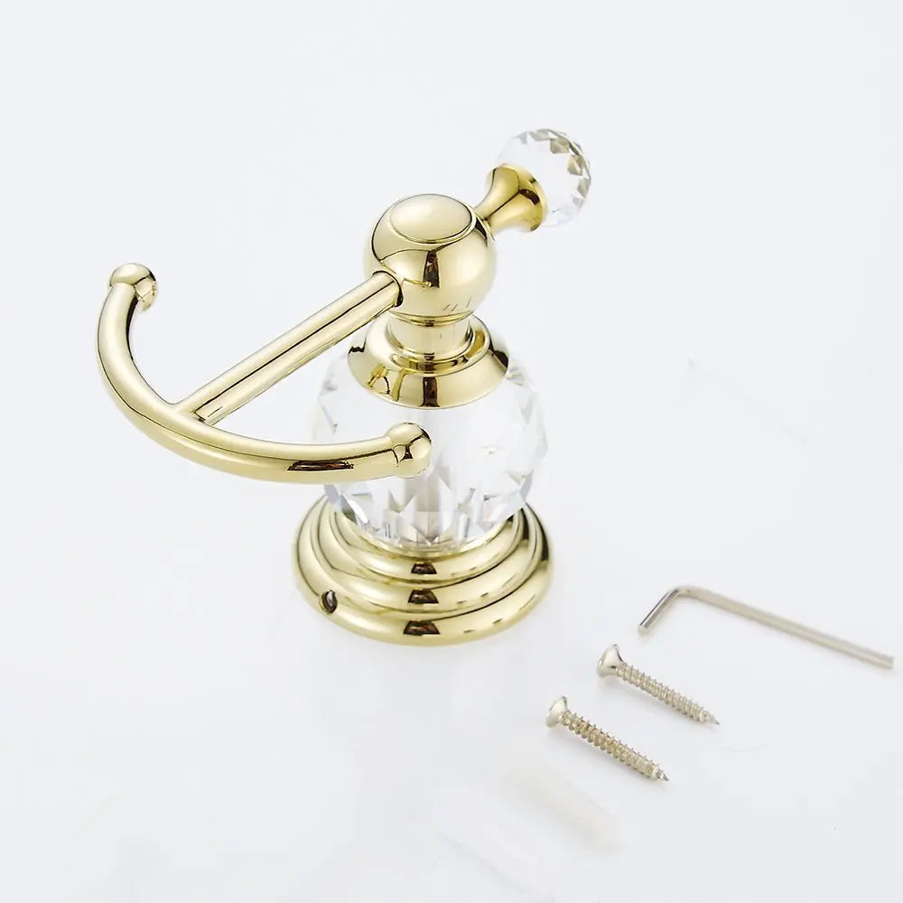 Pieces Chrome Gold Polished Bathroom Sets Brass&Crystal Towel