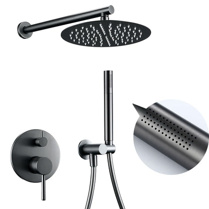 Black Bathroom Shower Faucet Wall Mount Rainfall Shower