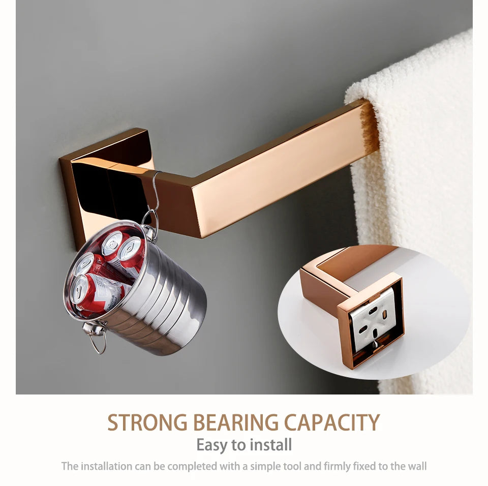 Rose Gold Bathroom Wall Mount Shelf Toilet Bath