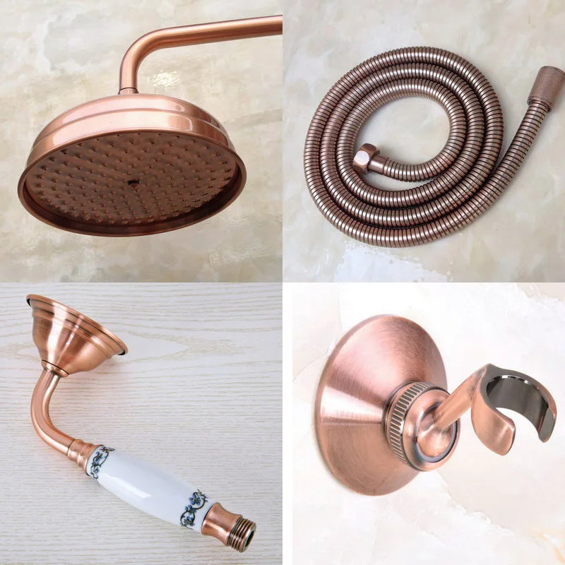 Antique Red Copper Brass Bathroom Rain Shower Head