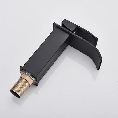 Handle Waterfall Matte Black Bathroom Basin Faucet Waterfall