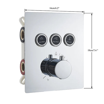 Chrome Thermostatic Shower Mixer Valve Shower Panel 2/3-Way