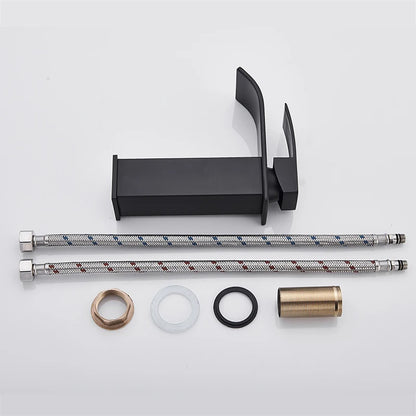 Handle Waterfall Matte Black Bathroom Basin Faucet Waterfall