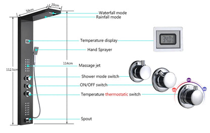 Luxury Led Shower Panel Spa Massage Jet Shower